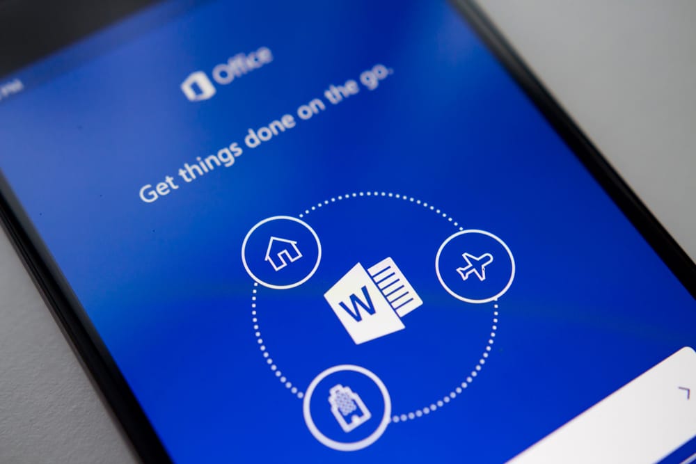 Microsoft Word on a smart phone