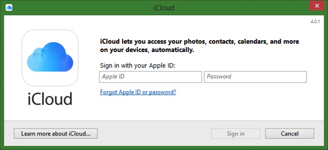 iCloud on Windows 10